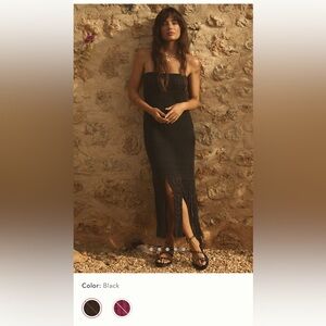 Celandine Crochet Fringe-Trim  Black Strapless Dress